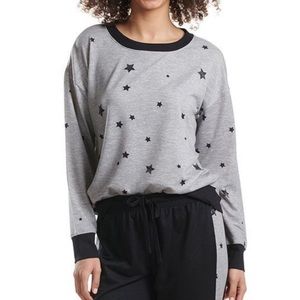 Splendid Gray & Black Star Pullover Sweatshirt